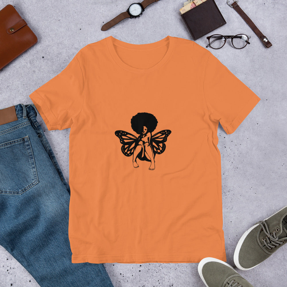 Black Woman Butterfly Short-Sleeve Unisex T-Shirt